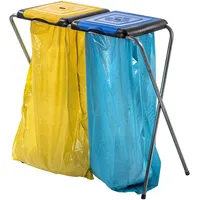 KADAX Ständer für Mülltrennung, stabiler Müllsackhalter mit Kunststoffdeckel, Müllsackständer, Abfallbehälter, Müllbeutelhalter, Müllständer (Doppelt)