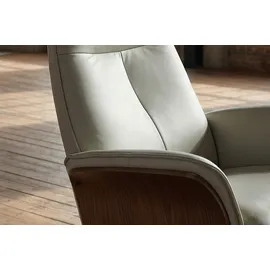KAWOLA Relaxsessel FERREIRA Leder 78 x 106 x 78 cm grau mit Hocker