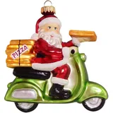 Krebs Glas Lauscha Krebs Lauscha Pizza-Weihnachtsmann auf Vespa 12cm