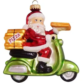 Krebs Glas Lauscha Krebs Lauscha Pizza-Weihnachtsmann auf Vespa 12cm