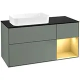 Villeroy & Boch Finion Waschtischunterschrank G692HFGM 120x60,3x50,1cm, Regal rechts Gold matt, Olive Matt Lacquer