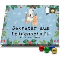 Mr. & Mrs. Panda Schoko Adventskalender Sekretär Leidenschaft - Blau Pastell - Geschenk, Ausbildung, Danke, Schokoladen Adventskalender, Beruf, Ko... - Blau