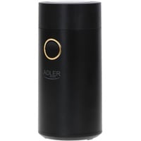 Adler AD 4446bg Elektrische Kaffeemühle aus Edelstahl, 150 W, Füllmenge bis zu 75g, Mühle für Kaffeebohnen, Kaffeemühle mit Sicherheitsblockade, schwarz-golden