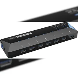 Renkforce 7+2 Port USB 3.2 Gen 1-Hub (USB 3.0) mit Schnellladeport, mit Status-LEDs Schwarz