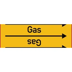 Rohrleitungskennzeichen Gas - 33000x90 mm Folie selbstklebend
