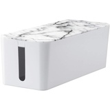 Hama Kabelkanal "Marmordesign Maxi« (1-St), Kabelbox Schutzbox, Kabelführung im Deckel, 40,0x15,6x13,5 cm weiß