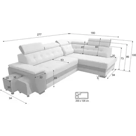 Sonstige Verlage Ecksofa Grand mit Schlaffunktion 277x180x86 Flaschengrün