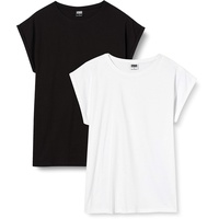URBAN CLASSICS Ladies Extended Shoulder Tee Double Pack T-Shirt für Frauen, black/white, M