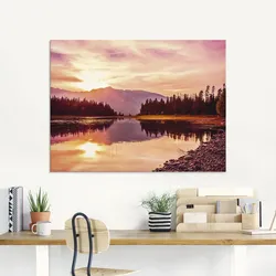 Artland Glasbild »Grand Teton Gebirge bei Sonnenuntergang«, Sonnenaufgang & -untergang, (1 St.), in verschiedenen Größen Artland Farbe Bild(er): orange