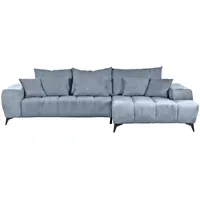 Carryhome Ecksofa, Blau, Textil, 3-Sitzer, Füllung: Schaumstoff, Ottomane rechts, L-Form, 300x205 cm, Made in EU, seitenverkehrt erhältlich, Rücken echt, elektrischer Sitzvorzug, Wohnzimmer, Sofas & Couches, Wohnlandschaften, Ecksofas