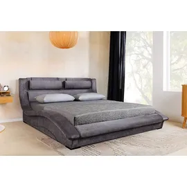 Riess-Ambiente Bett SWING 160x200cm grau Samt geschwungenes Doppelbett
