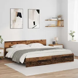 vidaXL Bettrahmen mit Kopfteil Altholz 180 x 200 cm Holzwerkstoff