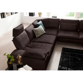 W.Schillig Eckcouch Leder 3-Sitzer Braun