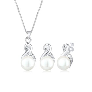 Elli Infinity Perlen Kristalle 925 Silber Schmuck-Set Damen