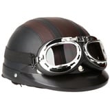 Shkalacar Motorradhelm Vintage Scooter Chopper Motorradhelm mit offenem Gesicht mit Brille mit UV-Visier