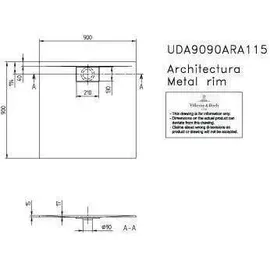 Villeroy & Boch Architectura Metalrim Quadrat 900x900x15mm we