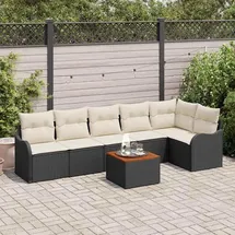 vidaXL Garten-Lounge-Set 7-tlg. schwarz/weiß