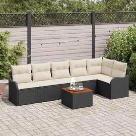 vidaXL Garten-Lounge-Set 7-tlg. schwarz/weiß