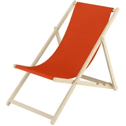 Erst-Holz Buche-Liegestuhl, Gartenliege klappbar Strandstuhl Stofffarbe wählbar V-10-110terracotta/orange