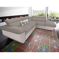 Polstergarnitur COTTA "Speedway L-Form", braun (schlamm, schlamm), B:262cm, Sitzmöbel-Sets, Set bestehend aus: Ecksofa mit Kopfteilverstellung & Hocker