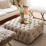 JV Möbel Hocker Stoff 80 x 40 x 80 cm Beige