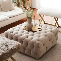 JV Möbel Hocker Stoff 80 x 40 x 80 cm Beige