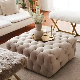 JV Möbel Hocker Stoff 80 x 40 x 80 cm Beige