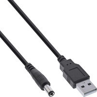 InLine InLine® USB DC Stromadapterkabel, USB A Stecker zu DC 5,5x2,10mm Hohlstecker, schwarz, 1m