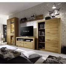 homeface Hartford VC Wohnkombination 4-Teilig - Front: Holz - Farbe: Braun - TV Wand - Wohnzimmerwand - Wohnwand - B/H/T: 349,3 x 200 x 46,8