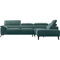 Nicoletti Home Ecksofa, Breite 287 cm, verstellbare Kopfstütze, Ottomane links oder rechts, blau