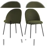 SIT Möbel Tom Tailor Stuhl 2er-Set | T-Bouclé Pad Chair | gepolstert grün| Beine Metall schwarz | B57xT54xH52cm |02412-32 |Serie SIT&CHAIRS
