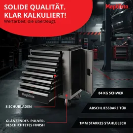 Mephisto Werkzeugwagen Stahl grau 8 Schubladen bestückt
