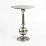 FineBuy Beistelltisch 40cm Alu Metall Couchtisch Wohnzimmertisch Marmor Platte Weiß Rund