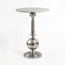 FineBuy Beistelltisch 40cm Alu Metall Couchtisch Wohnzimmertisch Marmor Platte Weiß Rund