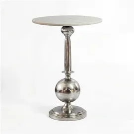FineBuy Beistelltisch 40cm Alu Metall Couchtisch Wohnzimmertisch Marmor Platte Weiß Rund