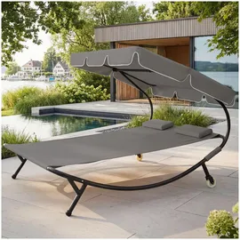 Tectake Livorno Sonnenliege 215 x 183 x 150 cm Schwarz