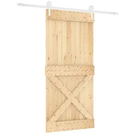 vidaXL Schiebetür rechts 95 x 210 cm Weiß/Braun