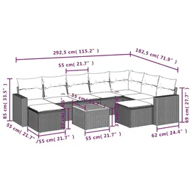 vidaXL Gartensofa-Set 10-tlg. grau