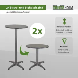 Baumarktplus Bistrotisch 2in1 Ø 60 x 70-115 cm Grau