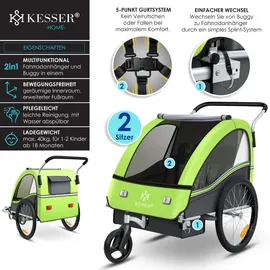 Kesser Kinderfahrradanhänger Sport-RX 2 in 1 hellgrün