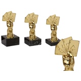 Henecka 🃏 Poker, Skat, Rommee, Canasta, Bridge, Mau-Mau, Doppelkopf, Spielkarten Gold, schwarzer Marmorsockel personalisierbar, wählbar in 3 Größen (Höhe 125mm)