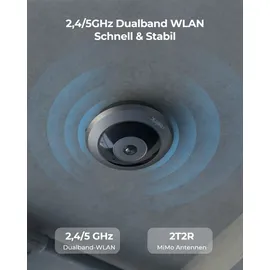Reolink 6MP 360° Panorama Personenbewegungserkennung, Decken-/Wand-/Tisch-Installation,Schwarz - Reolink