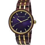 Holzwerk Germany Holzwerk MARLOW edle Strass Damen Holz Armbanduhr in lila, braun & gold