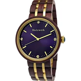 Holzwerk Germany Holzwerk MARLOW edle Strass Damen Holz Armbanduhr in lila, braun & gold