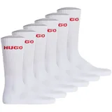 Hugo Herren Socken, 6er Pack - RIB LOGO, Logo, gerippt, uni Weiß 39-42