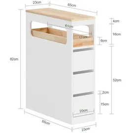 SoBuy Badezimmerschrank Schmal 65 x 23 x 82 cm Weiß Holz