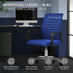 Ergonomischer Bürostuhl mit Armlehnen Netzgewebe Blau mit Rollen
