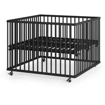 Sämann – make a difference. Laufgitter, Schwarz, Holz, Echtholz,Buche, 100x74x100 cm, Babymöbel, Laufstall Baby