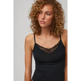 Ysabel Mora Spaghettitop YSABEL MORA, Damen, Gr. XL, schwarz, Mikrofaser, Obermaterial: 90% Polyamid, 10% Elasthan, figurbetont hüftlang, V-Ausschnitt, Tops, elastisch, Spitzeneinsatz, schmale Träger, femininer Stil