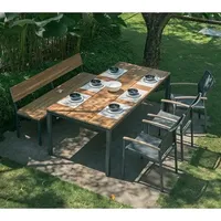 Zebra Alex Gartenmöbelset 5-teilig mit Gartentisch 220x100 cm Dunkelgrau|Braun